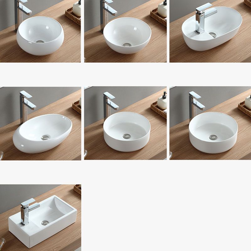 White Bathroom Sink Vessel Porcelain Bathroom Sink (Not Including Faucet)