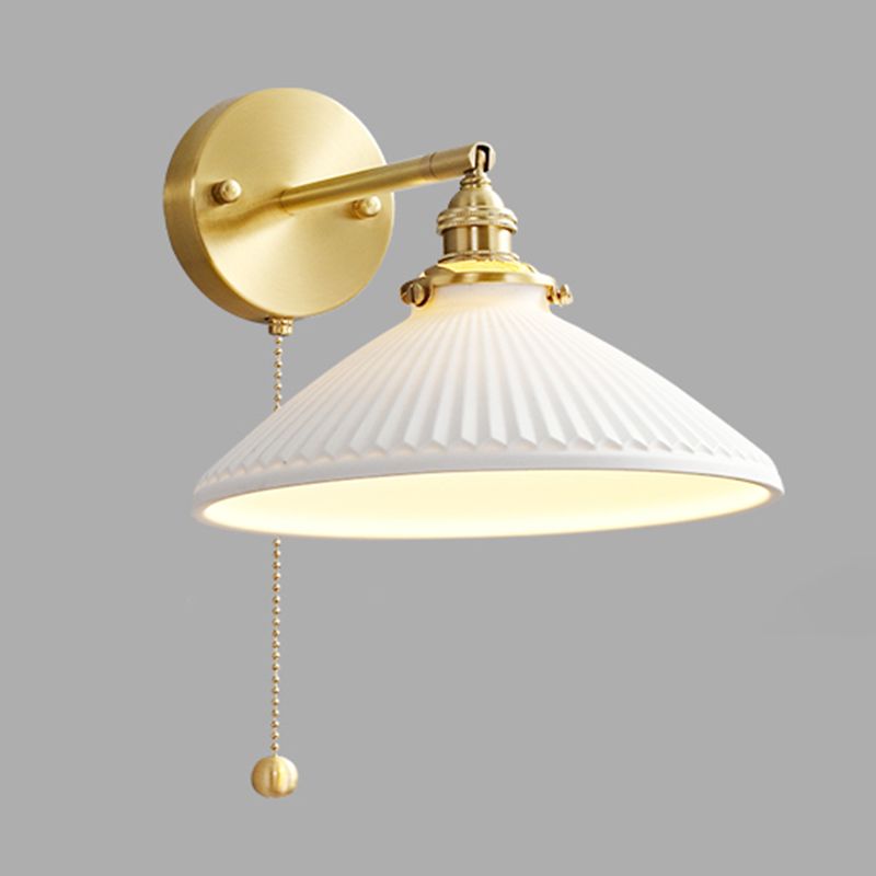 Nordic Style Wall Light Geometry Shape Wall Lamp with Ceramics Shade for Bedroom