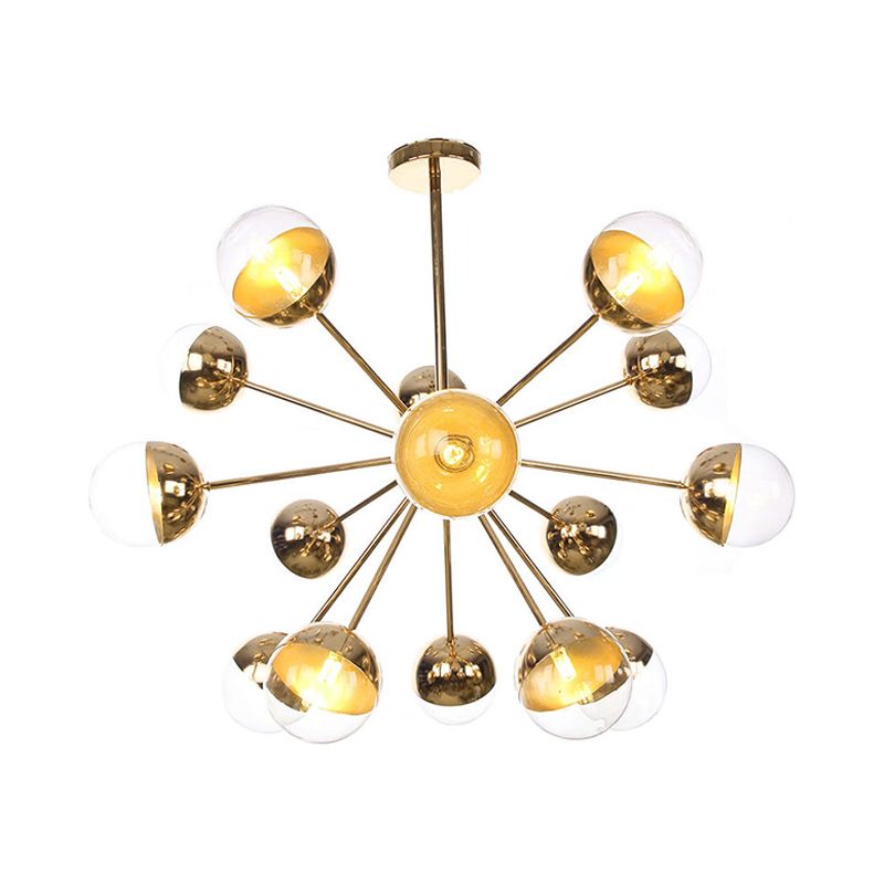 Semi-encastré Globe pour salle à manger, verre blanc/transparent/gris fumée, 9/12/15 lumières, luminaire semi-encastré contemporain en cuivre/chrome/or