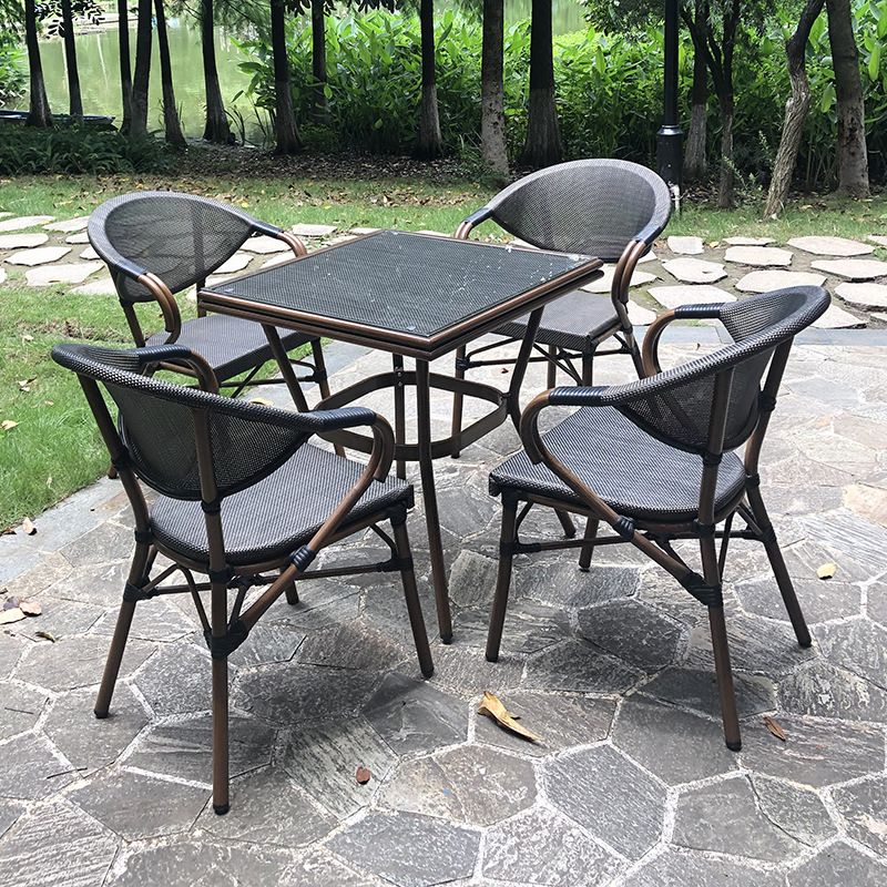 Modern Tempered Glass Dining Table Set 1/5 Pieces Dining Table Set for Outdoor