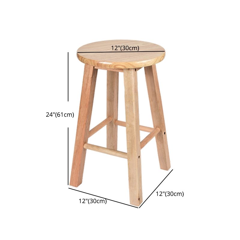 Modern Armless Backless Counter Stool Oak Wood Kitchen Bar Stool with Seat and Pedal