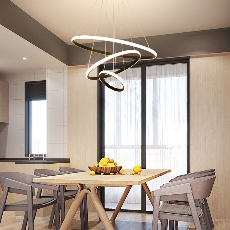 Orbicular Living Room Chandelier Lamp Metal LED Minimalist Suspension Pendant Light