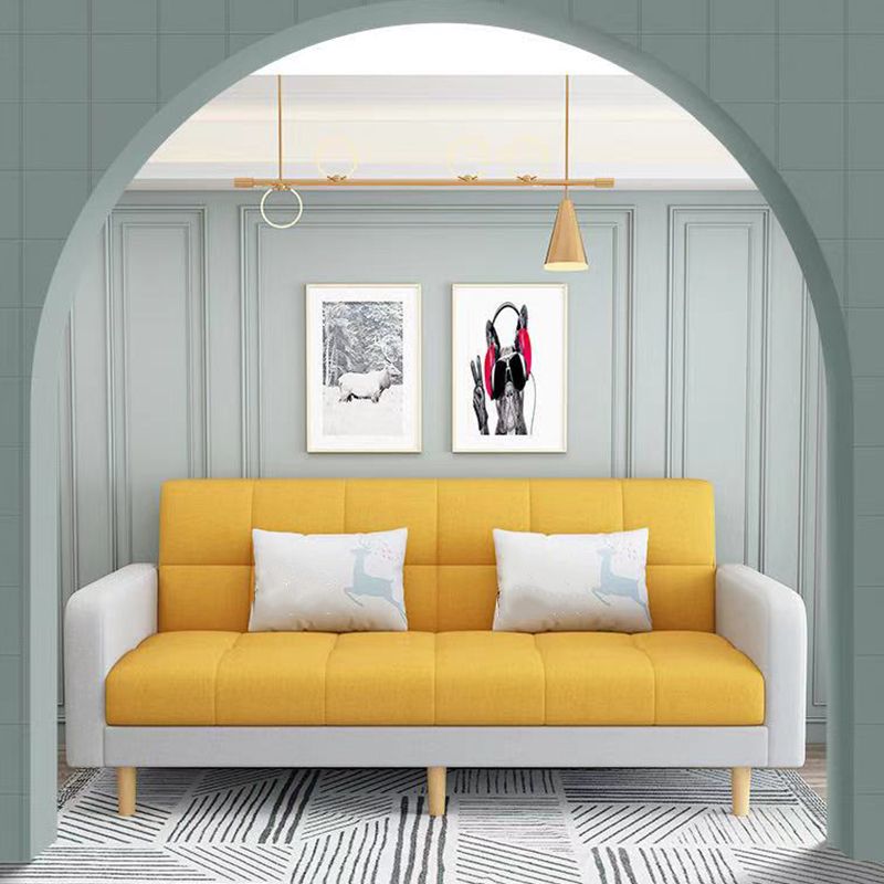 Transitional Modern Biscuit Back Sofa 31.5"High Square Arm Stain Resistant Sofa