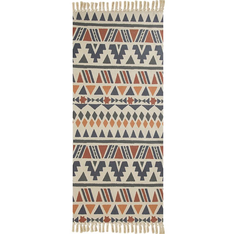 Multi Color Funky Rug Cotton Geometric Shapes Rug Pet Friendly Machine Washable Carpet for Bedroom