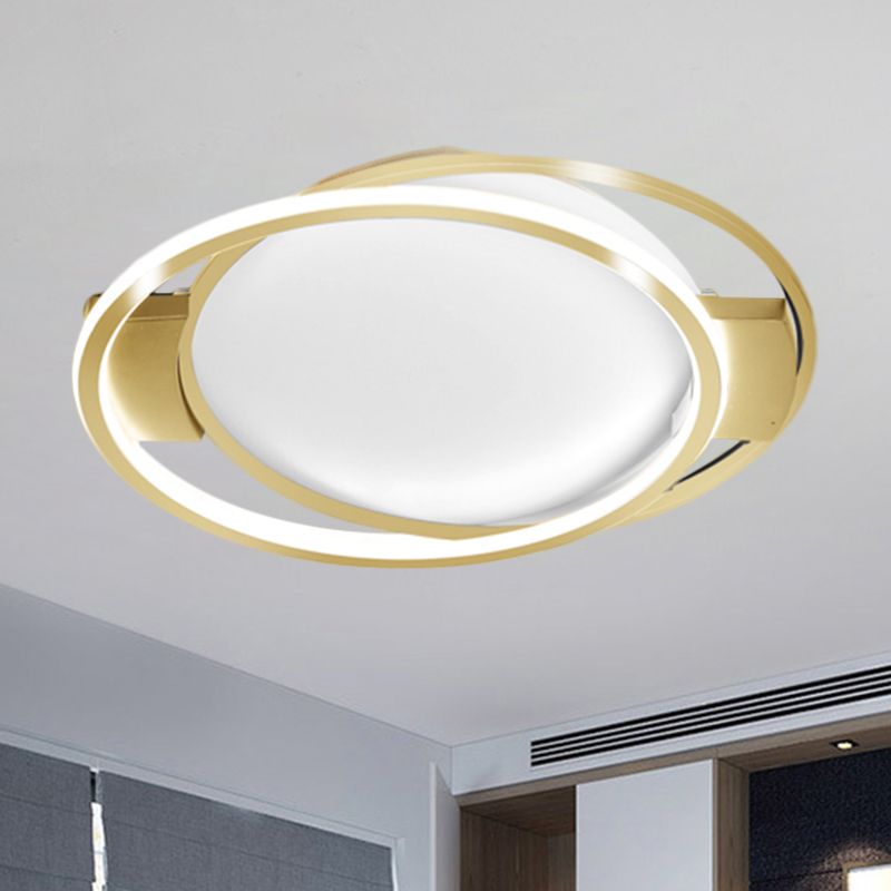 Gold Dual Ring Flush Lighting Minimalismus LED Metallic Flush Mount Lampe im warmen/weißen Licht