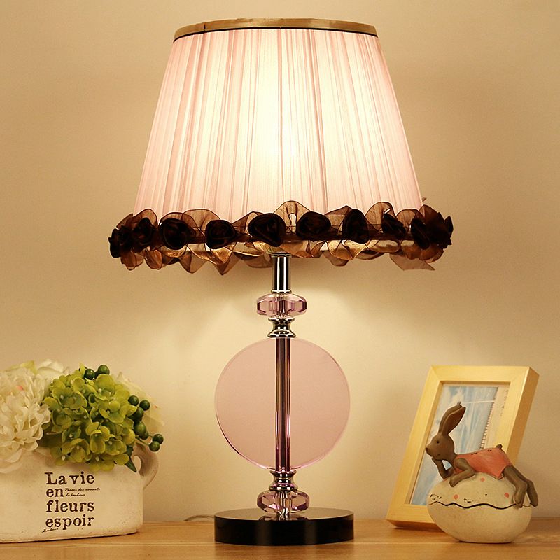 Modernismo lampada da comodino a 1 lucciola lampada a pieghe rosa Night Table Lighting with K9 Crystal
