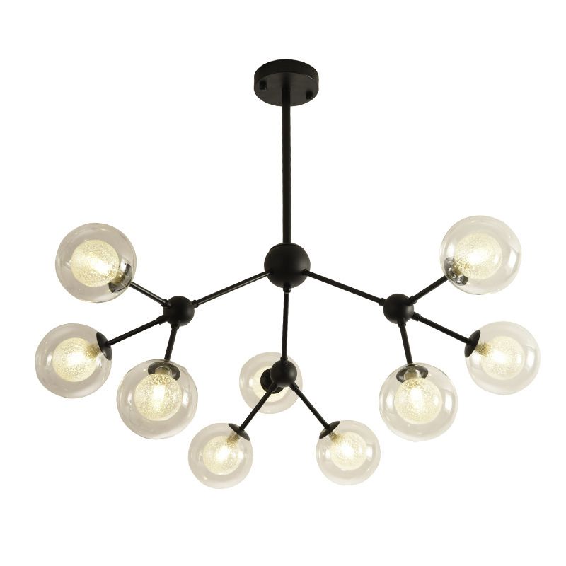 Black Branch Hanging Chandelier Light Modern Clear Glass Shade Ceiling Chandelier for Living Room