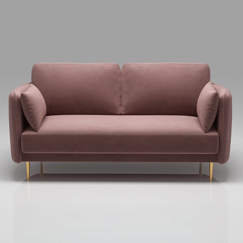 Square Arm Contemporary Settee Sofa Standard Velvet Settee Couch
