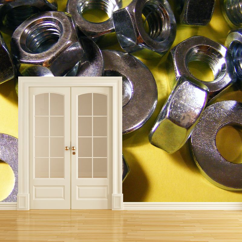 Metal Mural Wallpaper Contemporary Wall Covering for Living Room, Waterproofing