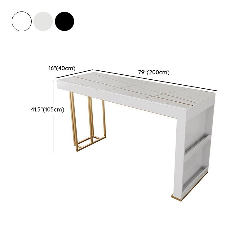 Glam Sintered Stone 1/2/3 Pieces Bar Table Set Rectangle Bar Table with Metal Legs