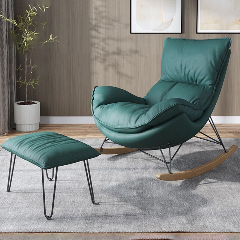 Orange Modern Rocking Chair Removable Cushions Rocker Chair with Ottoman