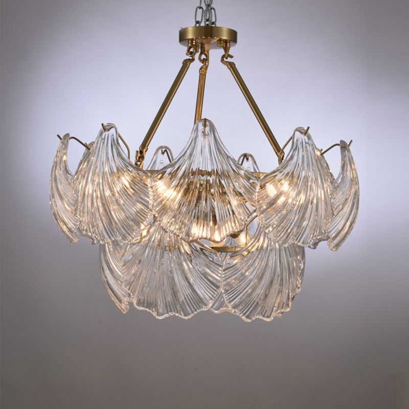 Modern Style Glass Chandelier Shell Shape Hanging Lamp for Bar Restaurant