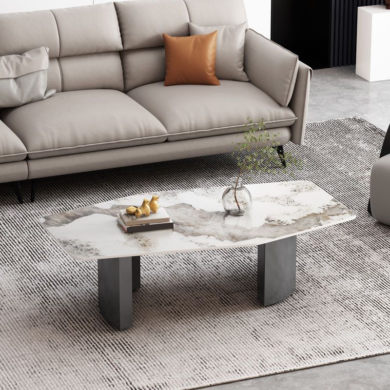 Abstract 1 Single Coffee Table Stone Top Geometric Cocktail Table