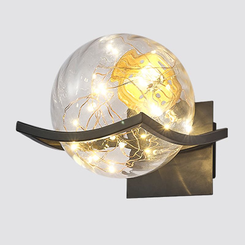 Modern Minimalist Style Wall Lamp Creative Round Glass Bedside Wall Lamp