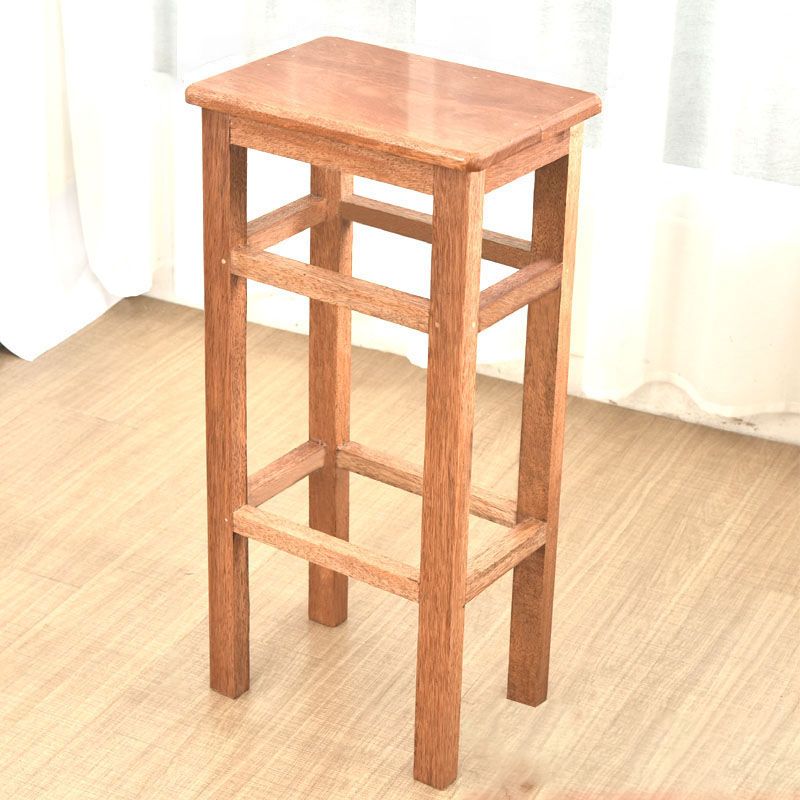 Modern Armless Stackable Counter Stool Wood Study Bar Stool with Wooden Seat and Pedal