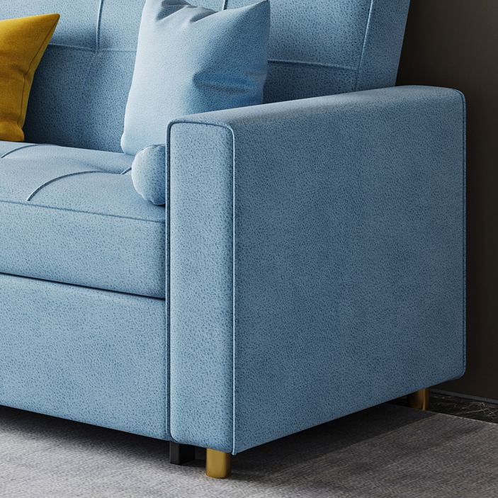 Scandinavian Futon Sofa Bed Upholstered Cushion Back Square Arms Sleeper Sofa