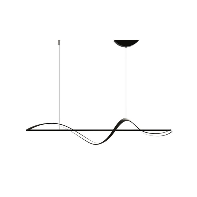 Strip Shape Island Hanging Lamp Modern LED Island Lamp with Acrylic Shade for Dining Room