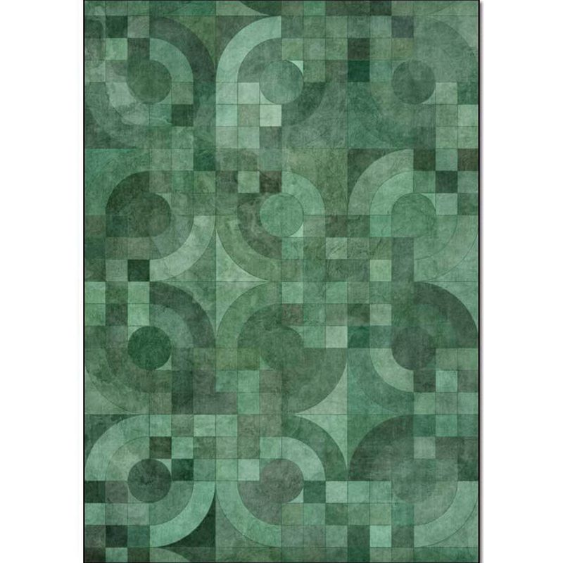 Green Novelty Rug Polyester Geometric Rug Washable Non-Slip Backing Carpet for Living Room