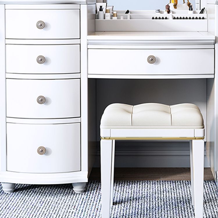 Contemporary Vanity Table and Stool Set 9 Drawers Makeup Vanity Desk