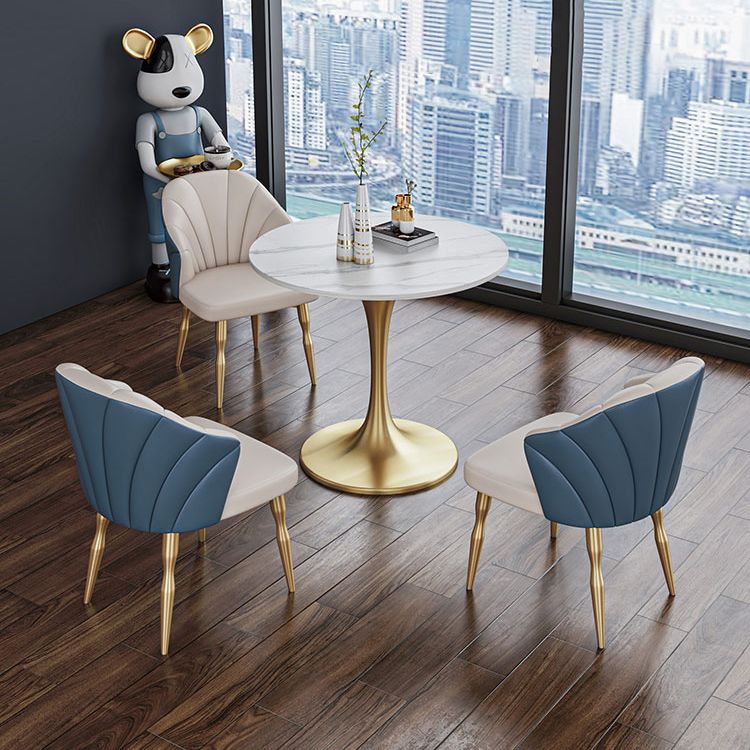 Scandinavian Kitchen Dining Room Set with Sintered Stone Top and Metal Base Dining Set