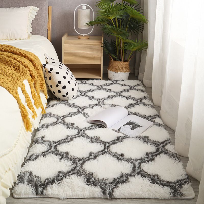 White Tone Home Decoration Carpet Comfort Stripe Printed Area Rug Polyester with Non-Slip Backing Rug