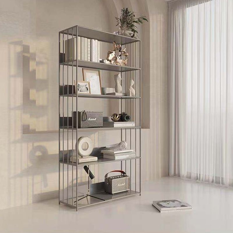 Modern Open Storage Bookcase 12" W Iron Frame Bookshelf with Shelves