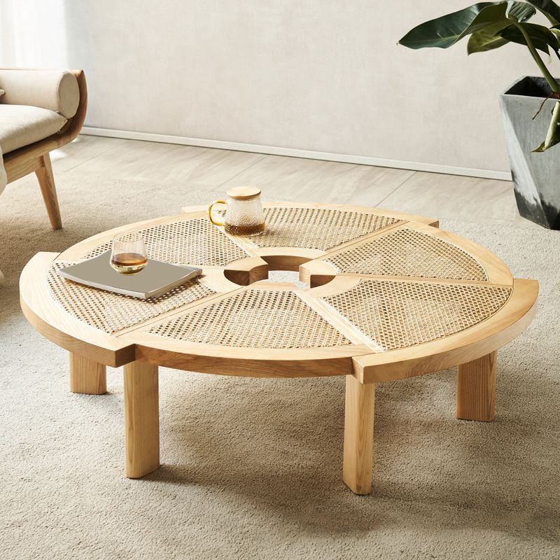 6 Legs Single Coffee Table Wooden Modernism Brown/Beige/Black Cocktail Table