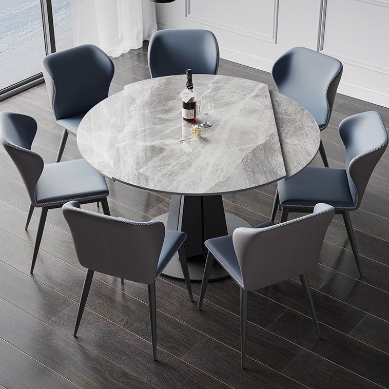 Modern Kitchen Dining Room Set with Sintered Stone Top and Black Base Dining Furniture