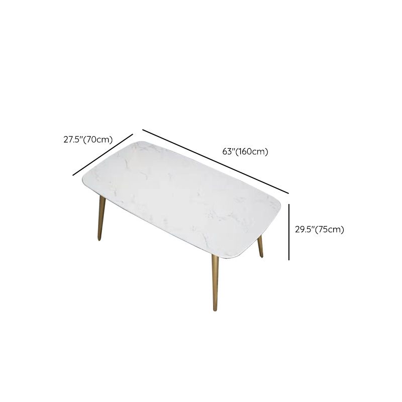 Traditional Luxury Rectangle Dining Table White Faux Marble Top Table for Home