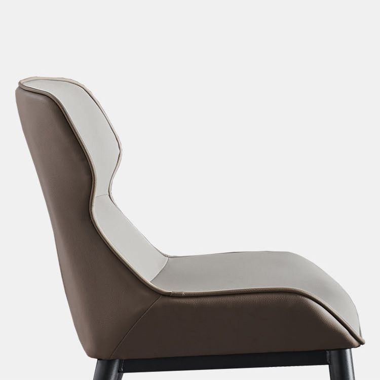 Industrial Low Back Dining Chairs Faux Leather Armless Side Chair