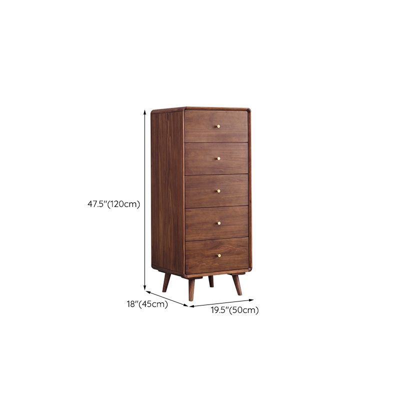 Mid-Century Modern Chest Pine Wood Drawer Knobs Rectangle Accent Chest