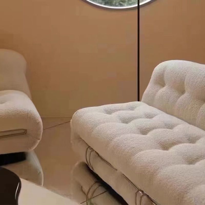 Casual Armless Cushions Seating Standard Sofa in white for Bonus Room