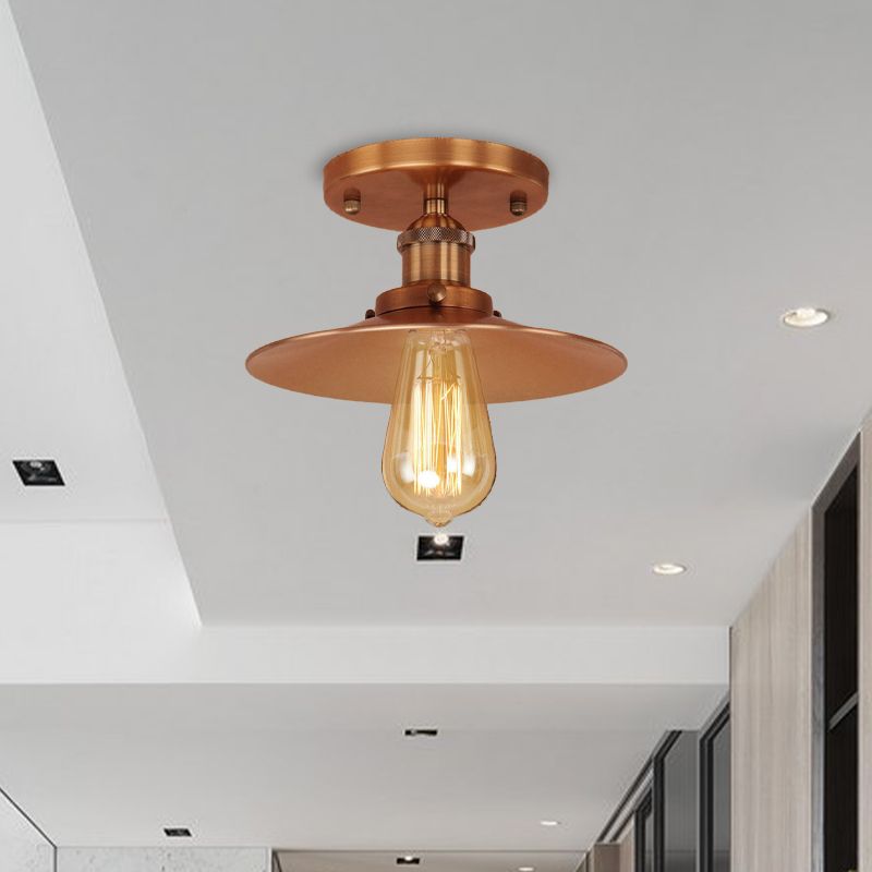 Zwart/messing platte kap semi-inbouwlamp vintage stijl metaal 1 lamp keuken semi-inbouwverlichting