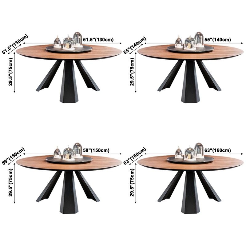 Minimalist Brown Standard Dining Table Solid Wood Round Table (without Lazy Susan)