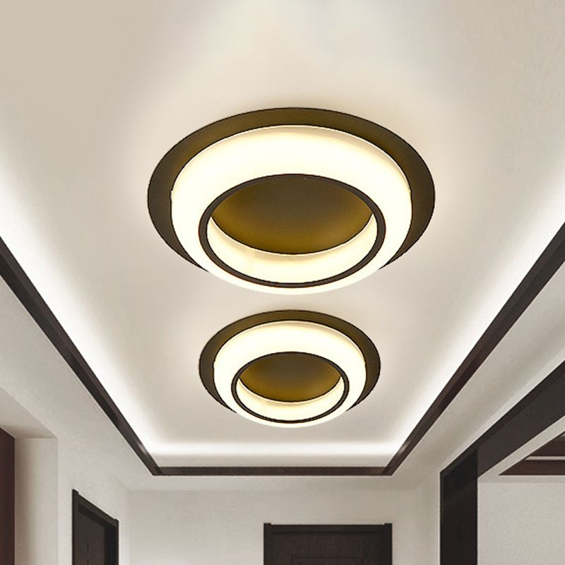 Plafonnier LED en acrylique en forme de cercle, design nordique noir/blanc/gris, luminaire encastré pour chambre à coucher