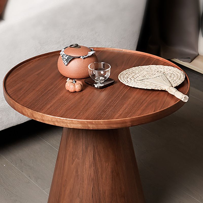 Contemporary Living Room Round Pedestal Solid Wood End Table