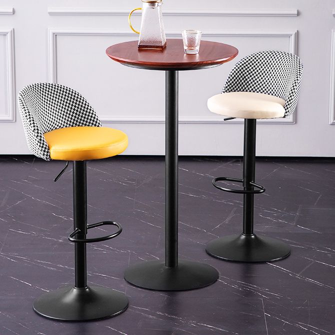 Contemporary Leather Home Stool Matte Finish Adjustable Footrest Barstool