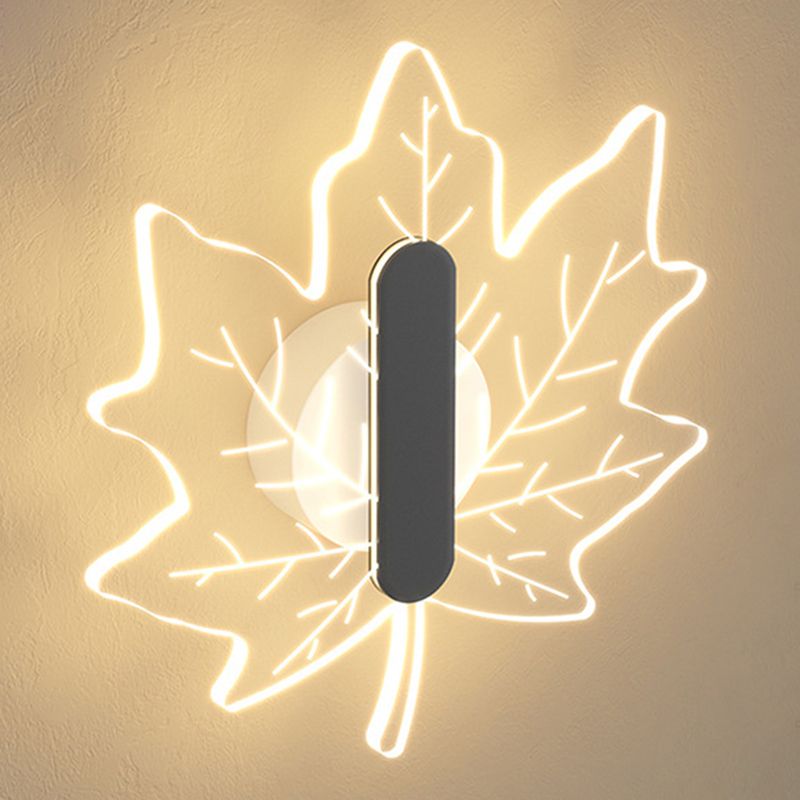 Metal and Acrylic LED Wall Flush Mount Contemporary in Black / White / Gold
