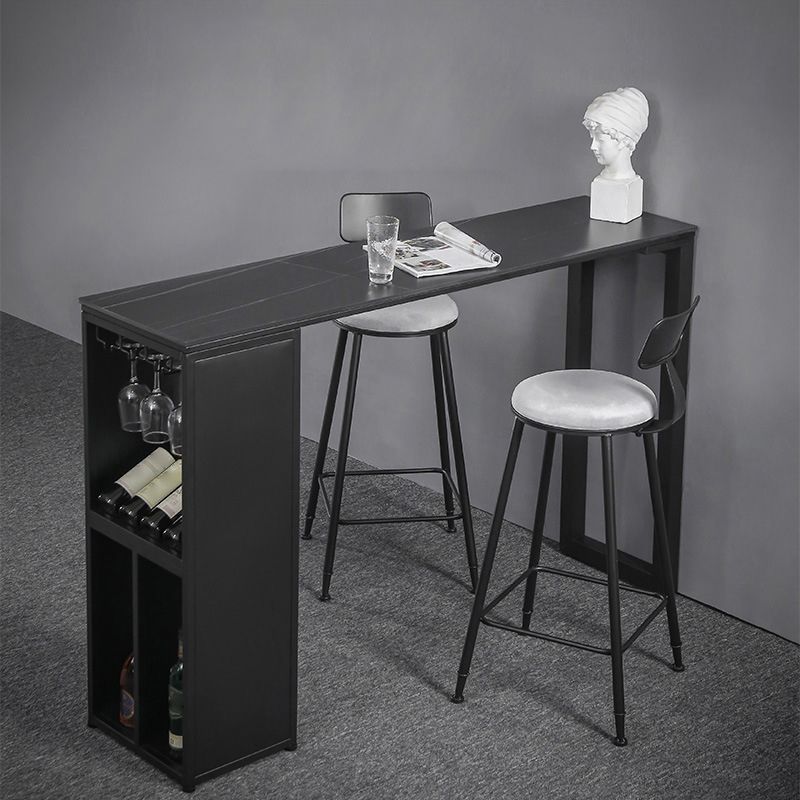 Industrial Style Rectangle Bar Table 42-inch Height Iron Pedestal Bistro Table