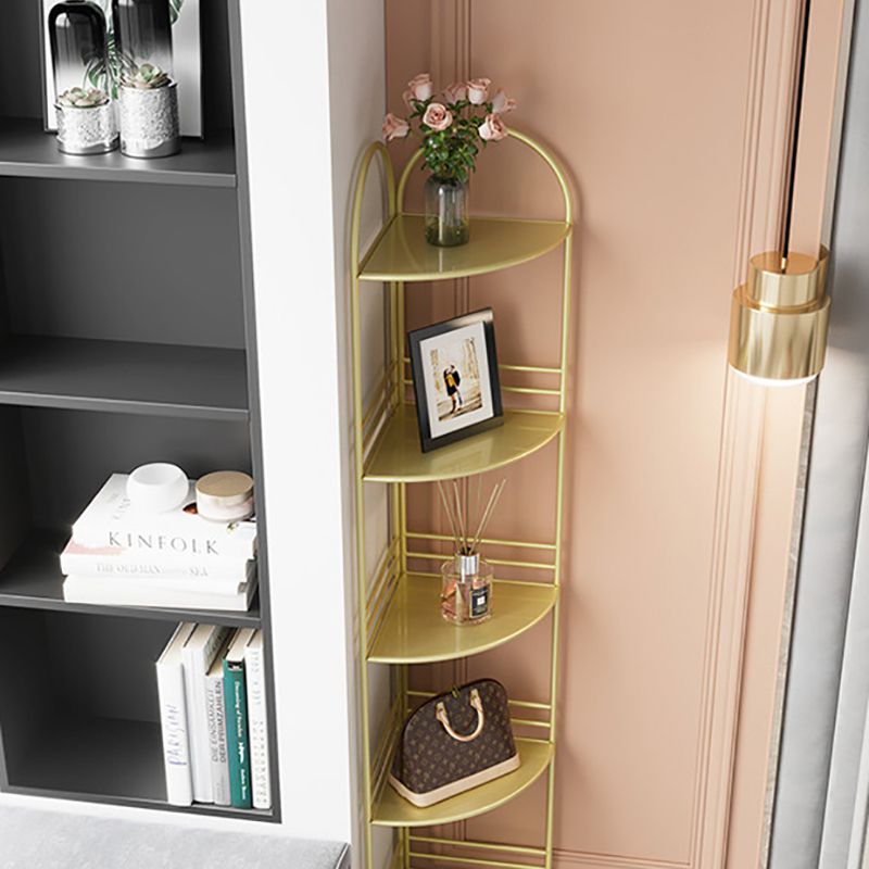 Modern Bookcase Corner Metal Open Back Shelf Bookcase with Shelves for Living Room