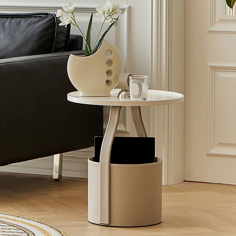 Mid-Century Pedestal Corner Table Tray Top Side End Table with Storage