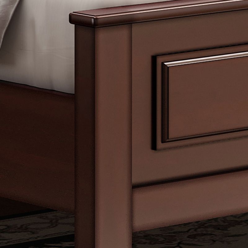 Mid-Century Modern Standard Bed Upholstered Headboard Espresso Panel Bed