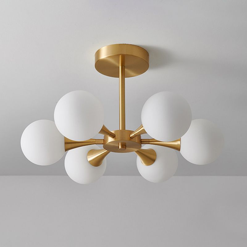 4/6-Light Golden Modern Flush Mount Lighting Glass Ceiling Light for Bedroom