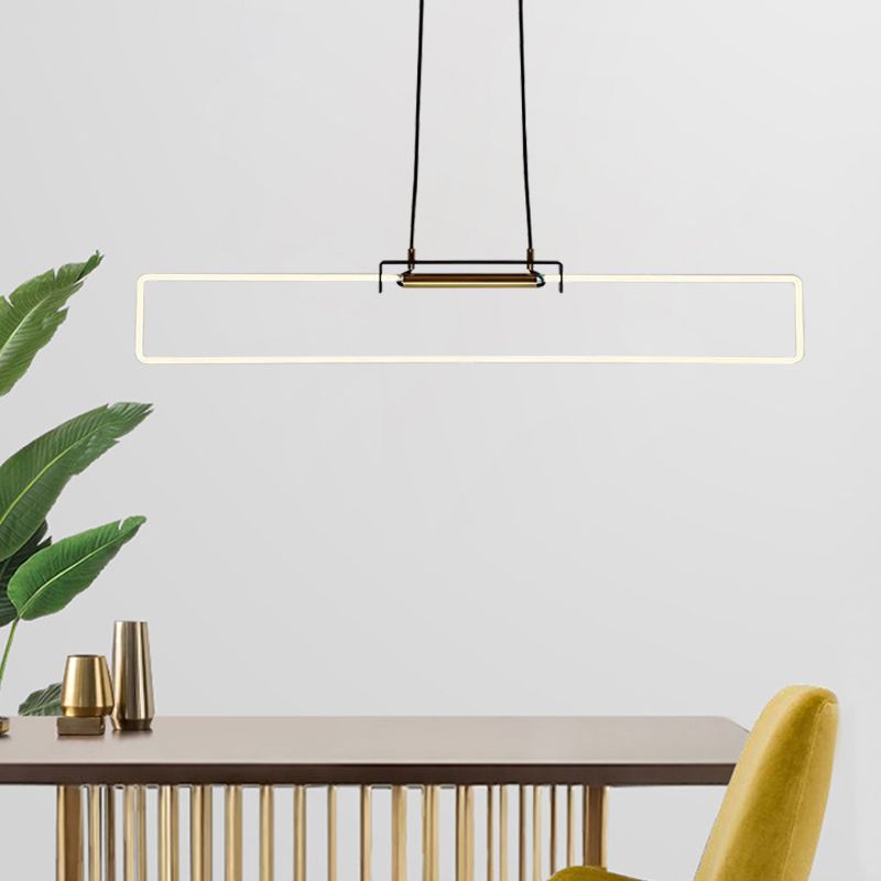 Modern Style Rectangle Hanging Pendant Light Resin 1 Light Pendant Light Fixture