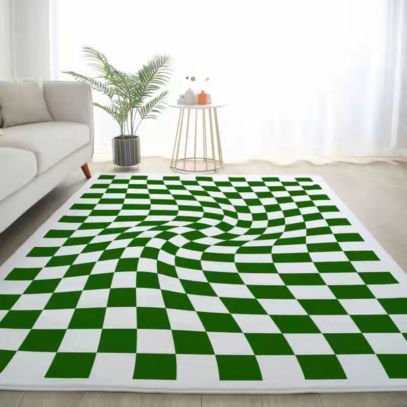 Sapphire Modern Rug Polyester Check Pattern Rug Washable Rug for Living Room