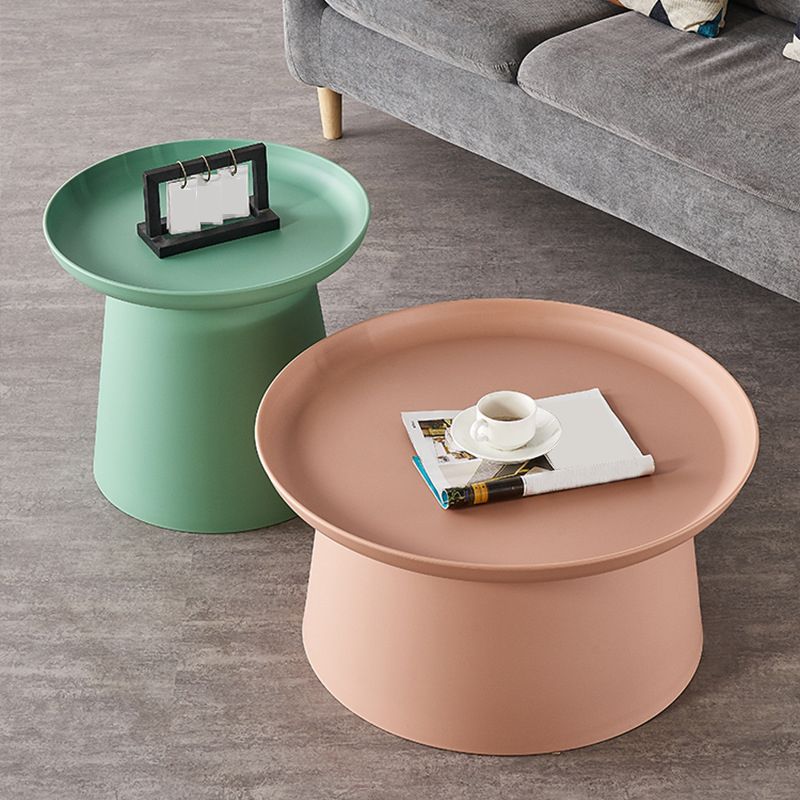 Round Pedestal 1 Coffee Table in Macaroon, Modern Plastic Table