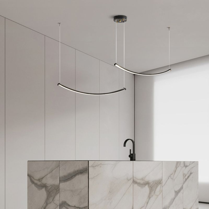 Linear Shape Island Pendants Contemporary Style Metal Pendant Lighting Fixtures