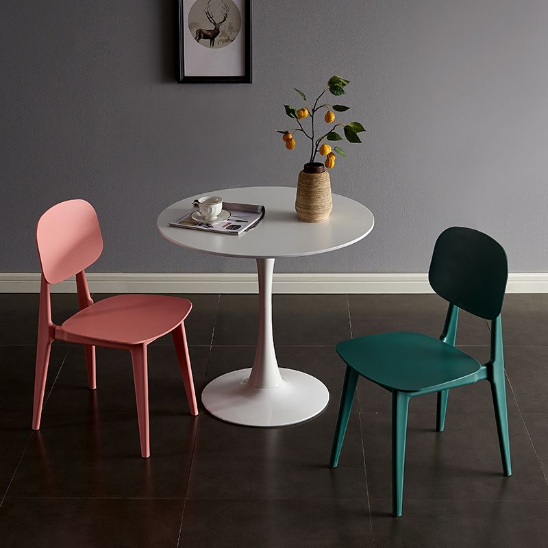 Contemporary Plastic Dining Chairs Open Back Dining Side Armless Chairs for Kitchen