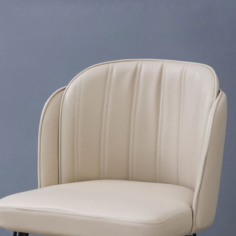 Glam Arm Dining Chairs Faux Leather Side Chairs with Metal Legs