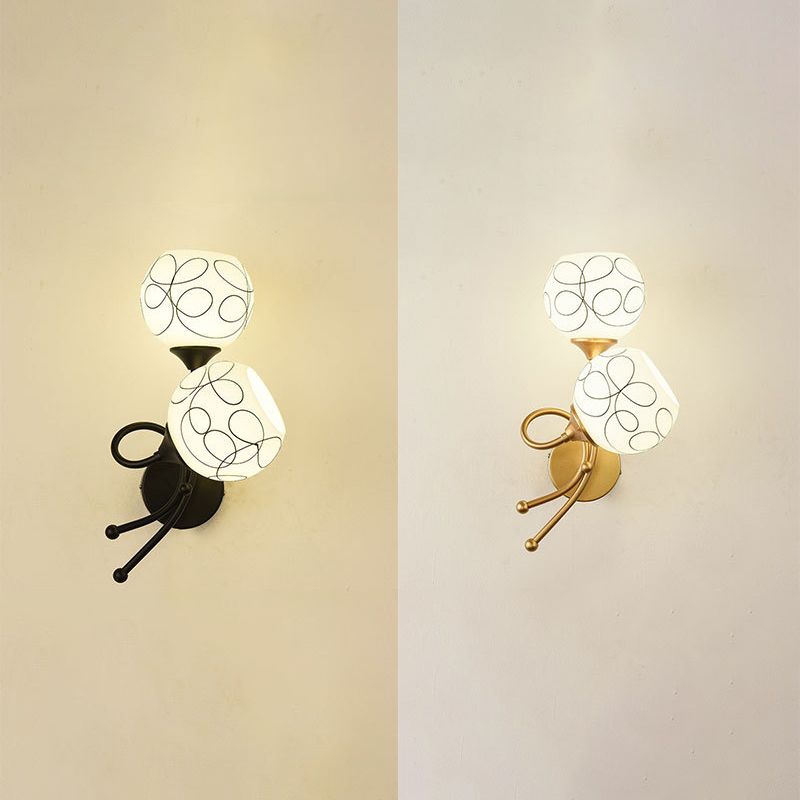 Glass Globe Sconce Light Fixture Modern 2-Light Wall Light for Bedroom